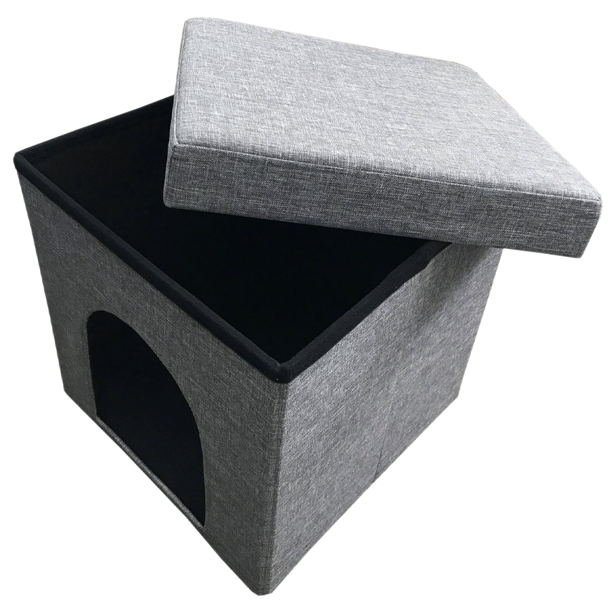 封閉式折疊貓窩貓屋貓房子 深灰色 (圖片3)