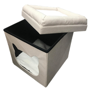 封閉式折疊上下床貓窩貓屋貓房子 杏色 (圖片3)