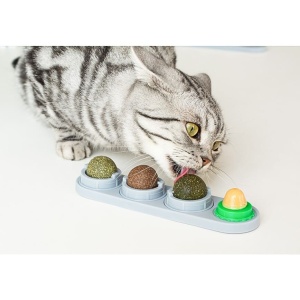 貓咪玩具-舐舐球-貓咪自嗨貓薄荷旋轉球-一套四顆-顏色隨機-貓貓-寵物用品速遞
