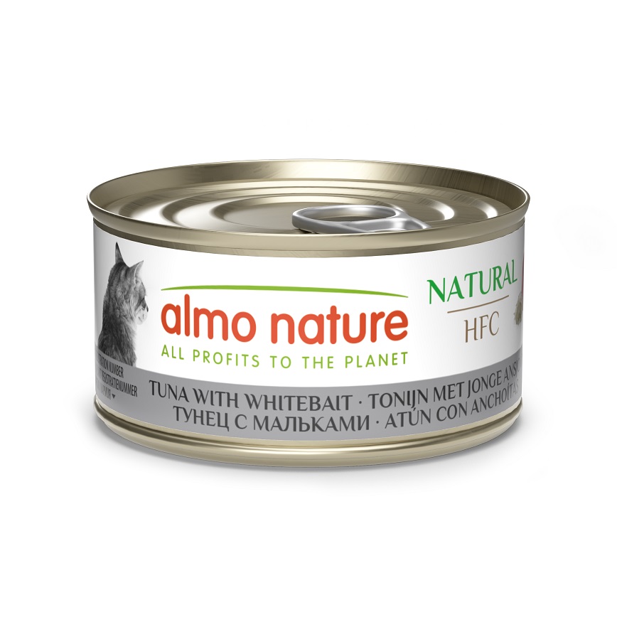 Almo Nature Almo Nature HFC 貓罐頭 天然系列 吞拿魚+白飯魚 70g (9084)