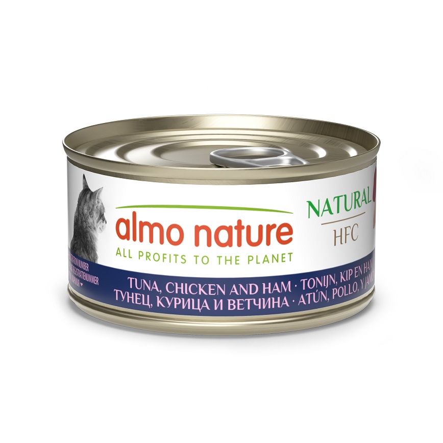 Almo Nature Almo Nature HFC 貓罐頭 天然系列 吞拿魚+雞肉+火腿 70g (9081)