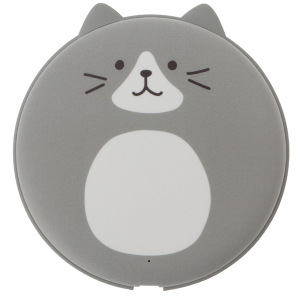 貓奴生活雜貨-日本FukuFukuNyanko-超圓無線叉電器-灰臉貓-Hacchi-一個入-貓咪精品-寵物用品速遞