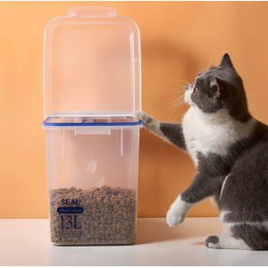 貓貓清貨特價區-日式防潮密封-貓糧狗糧-糧桶-全透明-破損品-貓糧及貓砂-寵物用品速遞
