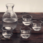 酒品配件-Accessories-日式玻璃酒清酒具套裝-透明錘目紋-一瓶四杯-清酒杯