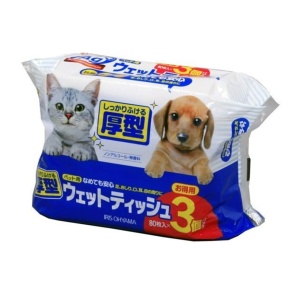 貓犬用日常用品-日本IRIS-銀離子Ag-寵物專用抗菌-厚型濕紙巾-80枚入-一袋3包-PWT-3P-貓犬用-寵物用品速遞