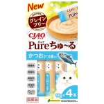 CIAO 貓零食 日本肉泥餐包 Churu Pure 無添加鰹魚木魚肉醬 14g 4本入 (SC-323) 貓零食 寵物零食 CIAO INABA 貓零食 寵物零食 寵物用品速遞