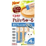 CIAO 貓零食 日本肉泥餐包 Churu Pure 無添加吞拿魚帶子肉醬 14g 4本入 (SC-322) 貓小食 CIAO INABA 貓零食 寵物用品速遞