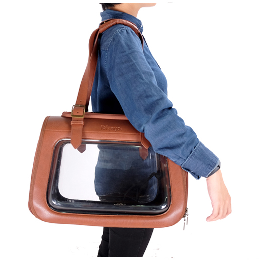 IBIYAYA 移動櫥窗透明寵物外出袋 皮革 6kg (IBI-FC1821-LB) (圖片3)