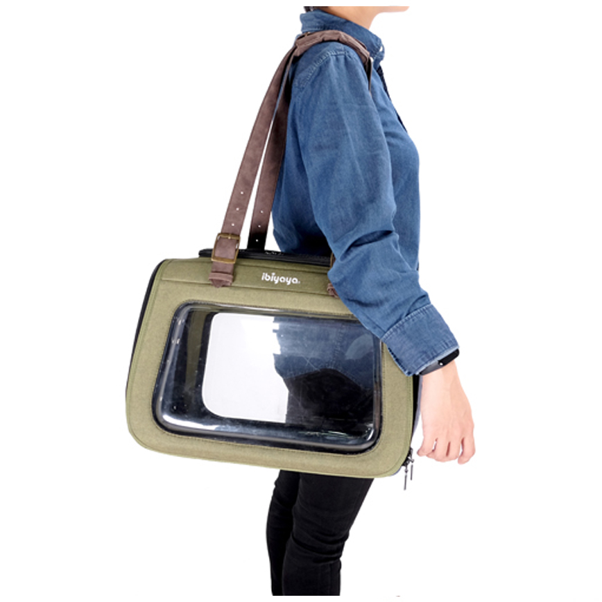 貓犬用日常用品 IBIYAYA 移動櫥窗透明寵物外出袋 布藝 6kg (IBI-FC1821OG)