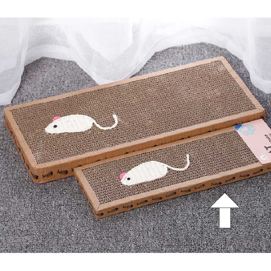 HelloDOG 玩具嚴選 瓦楞紙貓抓板 長方形老鼠或魚造型 小號 (37x12x2cm) (圖片4)