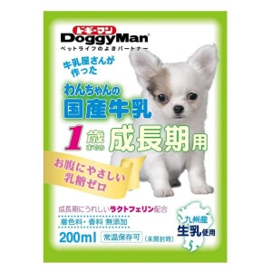 狗狗保健用品-日本DoggyMan-1歲成長期犬用-日本國產牛乳牛奶-200ml-營養保充劑-寵物用品速遞