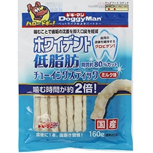 狗小食-日本DoggyMan-日本國產香草低脂潔齒磨牙棒-牛奶味-160g-DoggyMan-寵物用品速遞