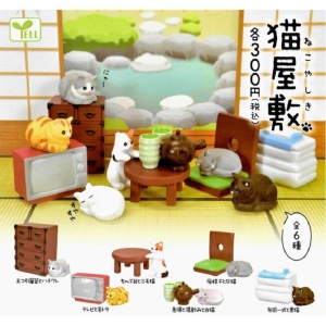 主人生活用品雜貨-日本直送-貓公仔擺設-貓屋敷-一套六隻-貓咪精品-清酒十四代獺祭專家
