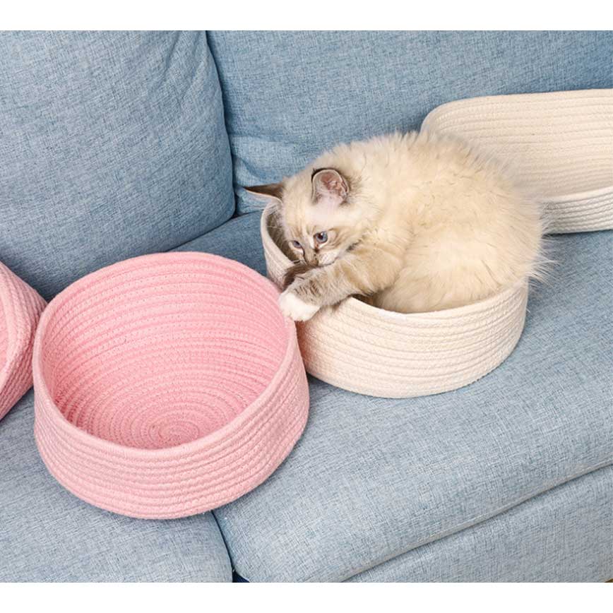 HelloDOG 玩具嚴選 劍麻手工編織貓窩 (顏色隨機) (圖片3)