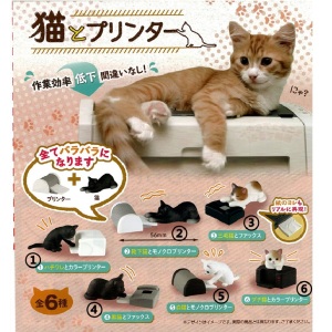 主人生活用品雜貨-日本直送-貓公仔擺設-貓與打印機-一套六隻-貓咪精品-寵物用品速遞