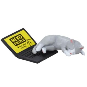 主人生活用品雜貨-日本直送-貓公仔擺設-EPOCH鍵盤當床灰色白腳貓-2枚入-貓咪精品-清酒十四代獺祭專家
