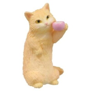 主人生活用品雜貨-日本直送-貓公仔擺設-TAKARA-TOMY-乾杯貓-橘貓粉紅杯-一枚入-貓咪精品-寵物用品速遞
