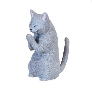 主人生活用品雜貨-日本直送-貓公仔擺設-合掌祈福的灰貓-一枚入-貓咪精品-寵物用品速遞