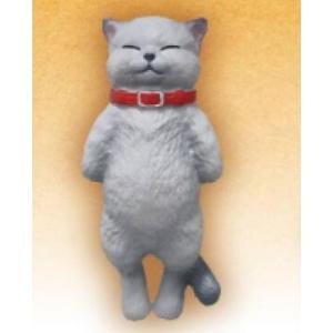主人生活用品雜貨-日本直送-貓公仔擺設-露肚皮睡覺的紅頸帶灰貓-一枚入-貓咪精品-寵物用品速遞