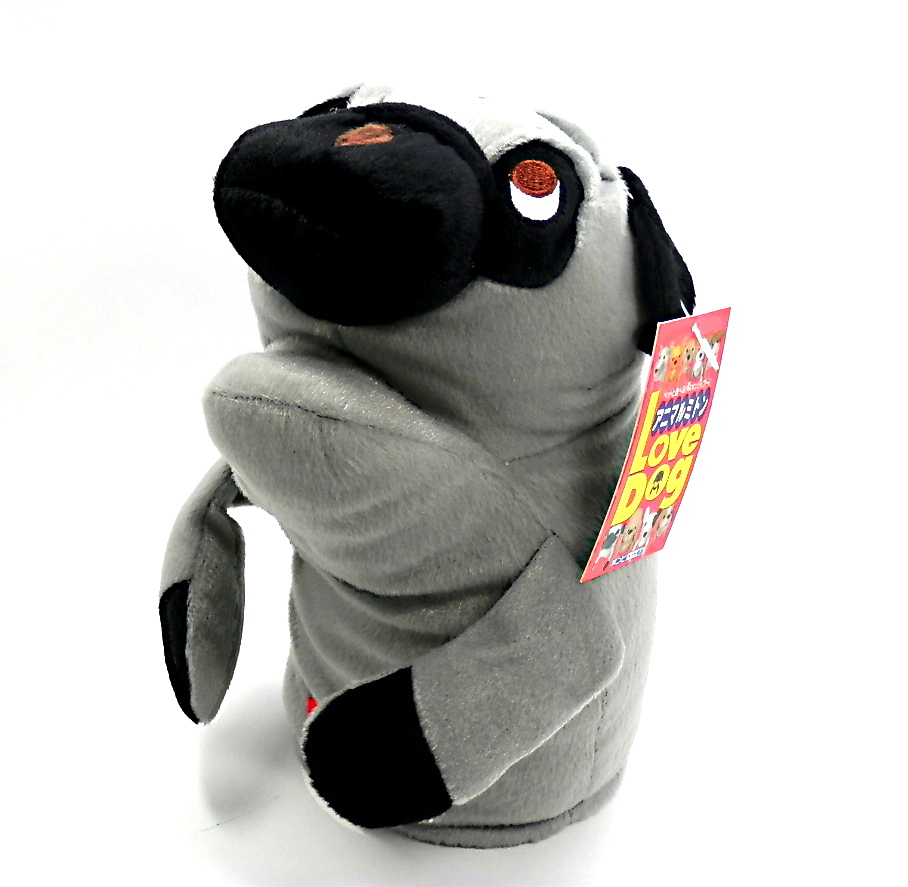日本Bonbi ILOVEPETS Animal Mitten LoveDog 狗狗手偶玩具 灰黑八哥犬 一個入 (圖片3)