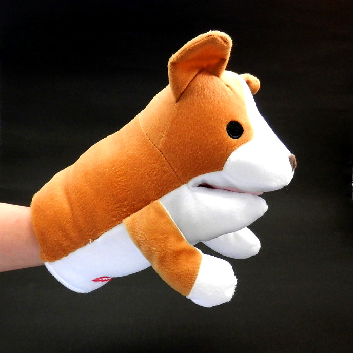 日本Bonbi ILOVEPETS Animal Mitten LoveDog 狗狗手偶玩具 啡白牧羊犬 一個入 (圖片3)