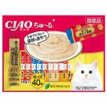CIAO 貓零食 日本肉泥餐包 雞肉金槍魚味 14g 40本入(黃) (SC-186) 貓零食 寵物零食 CIAO INABA 貓零食 寵物零食 寵物用品速遞