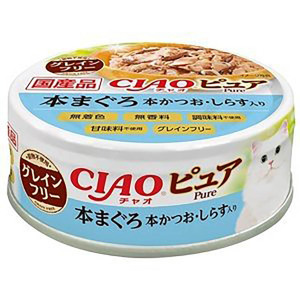 貓罐頭-貓濕糧-CIAO-日本貓罐頭-Pure系列-金槍魚-鰹魚-白飯魚-70g-淺藍-CC-42-CIAO-INABA-寵物用品速遞