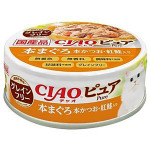 CIAO 日本貓罐頭 Pure系列 金槍魚+鰹魚+紅鮭 70g (橙) (CC-45) (TBS) 貓罐頭 貓濕糧 CIAO INABA 寵物用品速遞