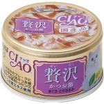 CIAO 日本貓罐頭 豪華貓罐頭 鰹魚+金槍魚+雞肉 80g (紫) (A-145) 貓罐頭 貓濕糧 CIAO INABA 寵物用品速遞