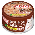 CIAO 日本貓罐頭 金槍魚+鰹魚+豬軟骨 85g (啡) (A-39) 貓罐頭 貓濕糧 CIAO INABA 寵物用品速遞