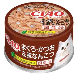貓罐頭-貓濕糧-日本CIAO-貓罐頭-金槍魚及鰹魚及豬軟骨-85g-啡-A-39-CIAO-INABA-寵物用品速遞