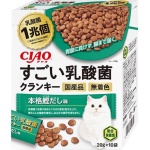 CIAO 貓糧 日本1兆個乳酸菌 鰹魚高湯 20g 10袋入 (綠) (P-243) 貓糧 貓乾糧 CIAO INABA 寵物用品速遞