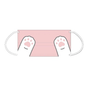 主人生活用品雜貨-富士貓之王樣-獨立包裝口罩-一盒50個-粉白貓爪-抗疫用品-寵物用品速遞