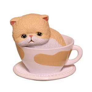 生活用品超級市場-日本直送-貓公仔擺設-茶杯裡的憂鬱忌廉貓-1枚入-貓咪精品-寵物用品速遞
