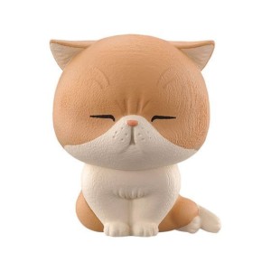 生活用品超級市場-日本直送-貓公仔擺設-坐著睡著覺的啡白大頭貓-1枚入-貓咪精品-寵物用品速遞