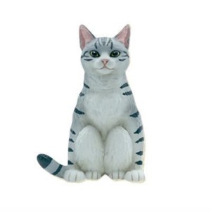 生活用品超級市場-日本直送-貓公仔擺設-蹲坐的灰白貓-1枚入-貓咪精品-寵物用品速遞