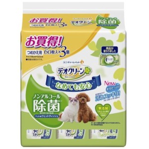 貓小食-日本Unicharm-消毒除菌濕紙巾-60枚入-3包裝-CIAO-INABA-貓零食-寵物用品速遞