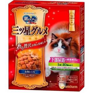 貓小食-日本unicharm-三星銀匙貓脆餅-維持下部尿路健康-1歳至10歳-綜合魚味-240g-Unicharm-三星銀匙-寵物用品速遞