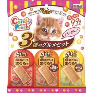 貓小食-日本Petline-Candy-Pouch貓小食-肉醬餐包-金槍魚味MIX-原味-蟹肉-芝士-99g-桃紅-日清-寵物用品速遞