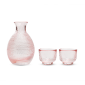 酒品配件-Accessories-日式玻璃酒清酒具套裝-錘目紋-一瓶四杯-淺粉紅-清酒杯