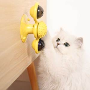 貓咪玩具-貓咪自HIGH-旋轉轉轉風車吸盤-顏色隨機-逗貓棒-寵物用品速遞