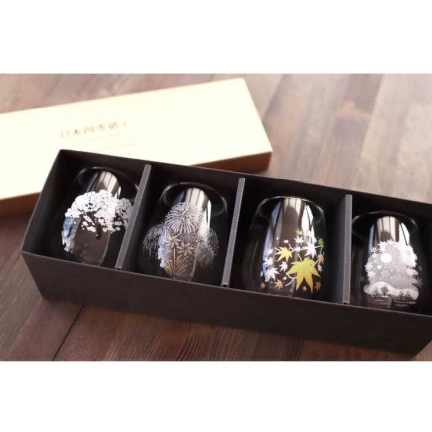日本清酒杯 冷感變色四季玻璃杯 一盒4隻 - 限定品 (圖片3)