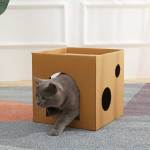 HelloDOG 玩具嚴選 瓦楞紙貓抓板 單層貓屋 1件 貓玩具 貓抓板 貓爬架 寵物用品速遞