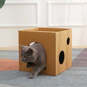 貓咪玩具-PetCheer-瓦楞紙單層貓屋-貓抓板-MJ096-貓抓板-貓爬架-寵物用品速遞