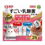 CIAO 貓糧 日本1.5兆億個乳酸菌系列 金槍魚+鰹魚味 22g 25袋入 (粉紅) (P-263) 貓糧 貓乾糧 CIAO INABA 寵物用品速遞