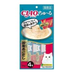 CIAO 貓零食 日本肉泥餐包 飛魚乾粉+鰹魚肉醬 14g 4本入 (藍) (SC-178) 貓零食 寵物零食 CIAO INABA 貓零食 寵物零食 寵物用品速遞