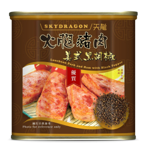 生活用品超級市場-天龍-肉類系列-火腿豬肉-彩罐-美式黑胡椒-340g-T612-食用品-寵物用品速遞