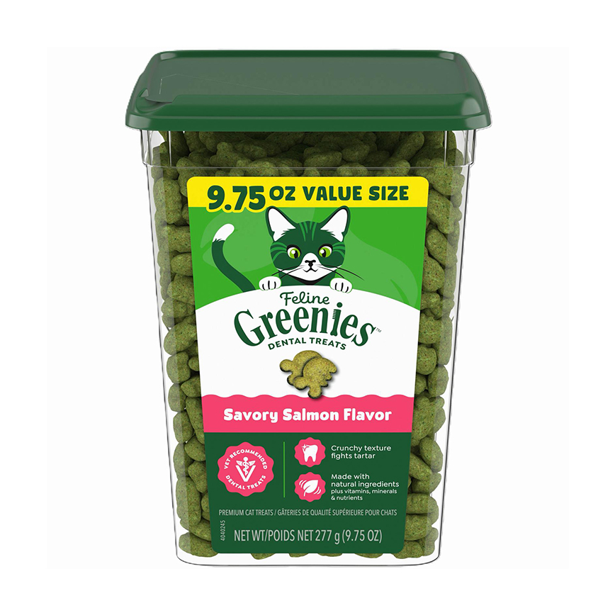 Greenies Feline貓齒靈 貓零食 貓貓潔齒餅 珍寶桶 三文魚味 9.75oz (10205316) (新舊包裝隨機發貨) (圖片3)