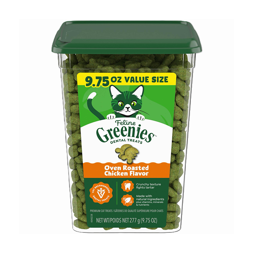 Greenies Feline貓齒靈 貓零食 貓貓潔齒餅 珍寶桶 烤雞肉味 9.75oz (10205252) (新舊包裝隨機發貨) (圖片3)