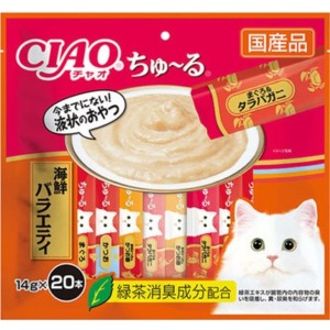 CIAO-貓零食-日本肉泥餐包-金槍魚-鰹魚-花鰹魚-金槍魚鱈場蟹-14g-20本袋裝-橙-SC-259-CIAO-INABA-貓零食-寵物用品速遞